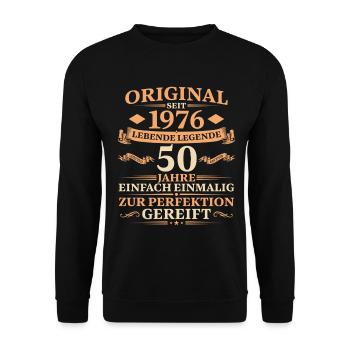 50 Jahre Original 1976 Geburtstagsgeschenk - Unisex Pullover - Schwarz - Vorne - Alina (178cm) & Michal (187cm)