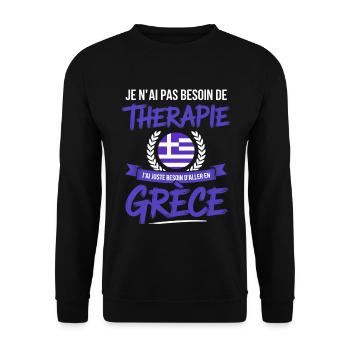 Besoin de Grèce Pas de thérapie - Sweat-shirt Unisexe - noir - Devant - Alina (178cm) & Michal (187cm)