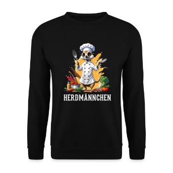 Herdmännchen Erdmännchen Koch Kochen Wortspiel - Unisex Pullover - Schwarz - Vorne - Alina (178cm) & Michal (187cm)