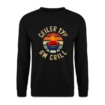 Guy At The Grill Funny Grill Master Bbq - Unisex Sweatshirt - black - Front - Alina (178cm) & Michal (187cm)
