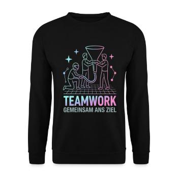 Trichter Saufen Festival Party Crew Team - Unisex Pullover - Schwarz - Vorne - Alina (178cm) & Michal (187cm)