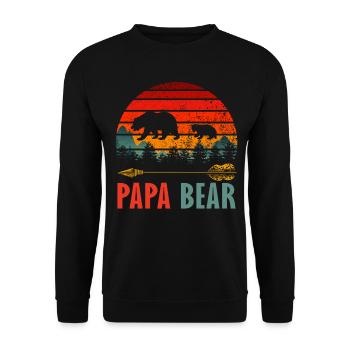 Papa Bear Vintage Rétro Père Mari Cadeau Famille - Sweat-shirt Unisexe - noir - Devant - Alina (178cm) & Michal (187cm)