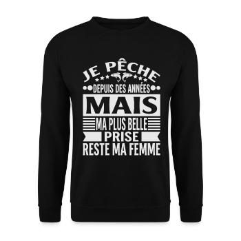Pêche Pêcheur Cadeau humour personnalisé - Sweat-shirt Unisexe - noir - Devant - Alina (178cm) & Michal (187cm)