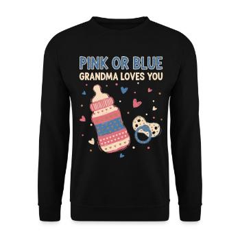 Gender Reveal Pink Or Blue Grandma Loves You Team - Unisex Sweatshirt - black - Front - Alina (178cm) & Michal (187cm)