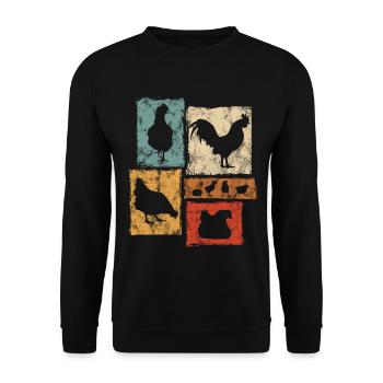 Graphique vintage de poulets pour l’agriculteur et la ferme - Sweat-shirt Unisexe - noir - Devant - Alina (178cm) & Michal (187cm)