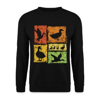Duck Perspectives - Retro Graphic - Unisex Sweatshirt - black - Front - Alina (178cm) & Michal (187cm)