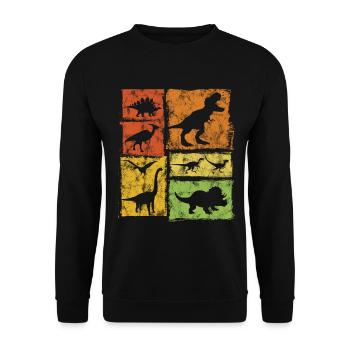 Vintage Dinosaur Graphic - Unisex Sweatshirt - black - Front - Alina (178cm) & Michal (187cm)