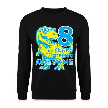 DINO 8 ANS DE DINOSAURE 8E ANNIVERSAIRE - Sweat-shirt Unisexe - noir - Devant - Alina (178cm) & Michal (187cm)