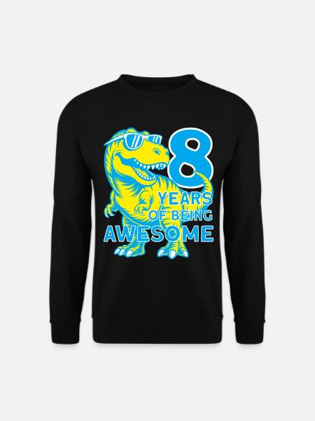 DINO 8 YEARS DINOSAUR 8TH BIRTHDAY - Unisex Sweatshirt - black