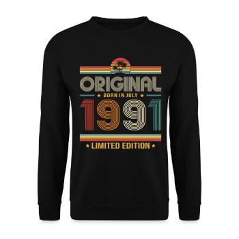 Cadeau du 35e anniversaire Millésime de juillet 1991 - Sweat-shirt Unisexe - noir - Devant - Alina (178cm) & Michal (187cm)