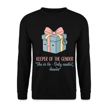 Gender Reveal Keeper Of The Gender She Or He - Unisex Sweatshirt - black - Front - Alina (178cm) & Michal (187cm)
