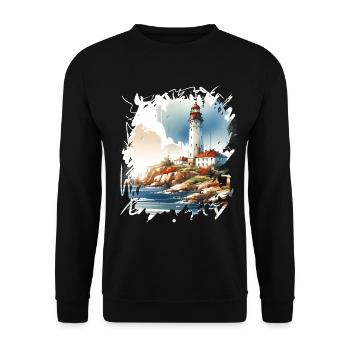 lighthouse - Unisex Sweatshirt - black - Front - Alina (178cm) & Michal (187cm)