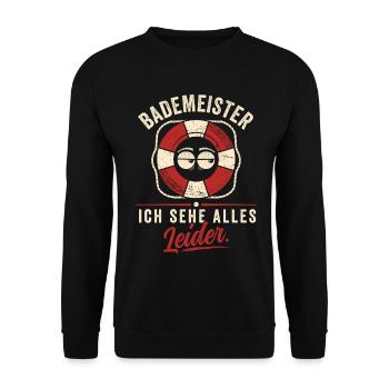 Ich sehe alles. Leider. - Unisex Pullover - Schwarz - Vorne - Alina (178cm) & Michal (187cm)