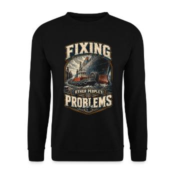 Schleppschiffe Schlepper - Unisex Pullover - Schwarz - Vorne - Alina (178cm) & Michal (187cm)