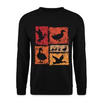 Enten Vintage Bauernhof Grafik - Unisex Pullover - Schwarz - Vorne - Alina (178cm) & Michal (187cm)
