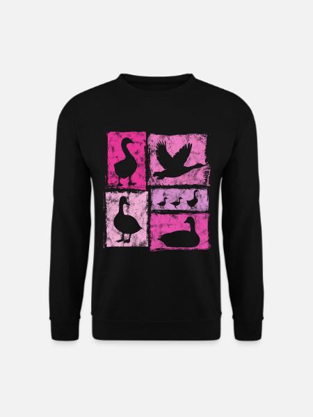 Gänse Silhoetten Retro-Grafik Frauen Und Mädchen - Unisex Pullover - Schwarz