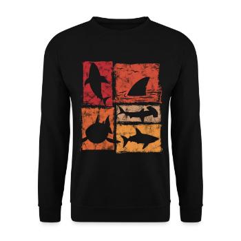 Silhouettes de requins en perspective Graphique - Sweat-shirt Unisexe - noir - Devant - Alina (178cm) & Michal (187cm)