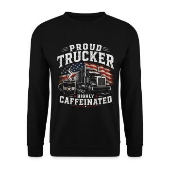 Trucks, transport, coffee, driver - Unisex Sweatshirt - black - Front - Alina (178cm) & Michal (187cm)