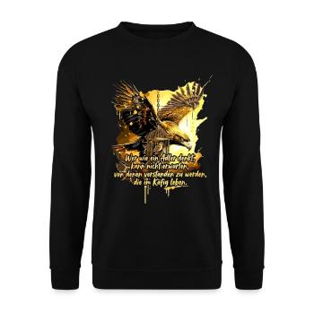 Adler Mindset Freiheit Persönlichkeitsentwicklung - Unisex Pullover - Schwarz - Vorne - Alina (178cm) & Michal (187cm)