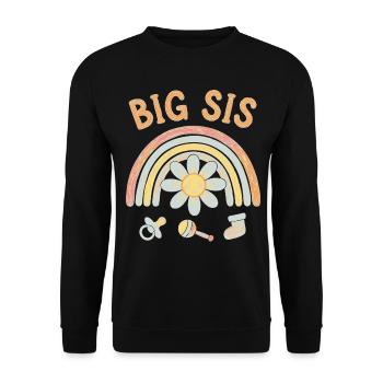 Geschlechterenthüllung Big Sis Babyparty Big Sister Team - Unisex Pullover - Schwarz - Vorne - Alina (178cm) & Michal (187cm)