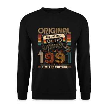 Cadeau du 35e anniversaire Millésime de juillet 1991 - Sweat-shirt Unisexe - noir - Devant - Alina (178cm) & Michal (187cm)