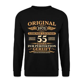 55. Geburtstag Absolut Einmalig 1971 Jahrgang - Unisex Pullover - Schwarz - Vorne - Alina (178cm) & Michal (187cm)