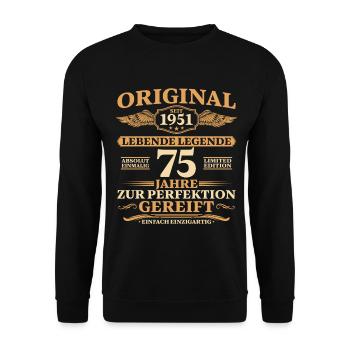 75. Geburtstag Absolut Einmalig 1951 Jahrgang - Unisex Pullover - Schwarz - Vorne - Alina (178cm) & Michal (187cm)