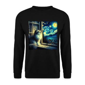 Nuit étoilée du chat Ragdoll - Sweat-shirt Unisexe - noir - Devant - Alina (178cm) & Michal (187cm)