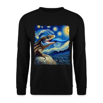 Blauzungenskink Starry Night - Unisex Pullover - Schwarz - Vorne - Alina (178cm) & Michal (187cm)