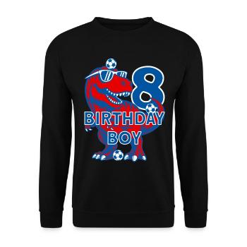 8 YEARS BIRTHDAY BOY FOOTBALL 8TH BIRTHDAY - Unisex Sweatshirt - black - Front - Alina (178cm) & Michal (187cm)