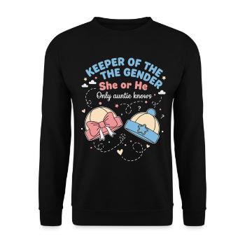 Gender Reveal Keeper Of The Gender She Or He - Unisex Sweatshirt - black - Front - Alina (178cm) & Michal (187cm)