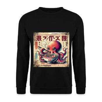 Octopus Ramen Vintage Poster Style - Unisex Sweatshirt - black - Front - Alina (178cm) & Michal (187cm)