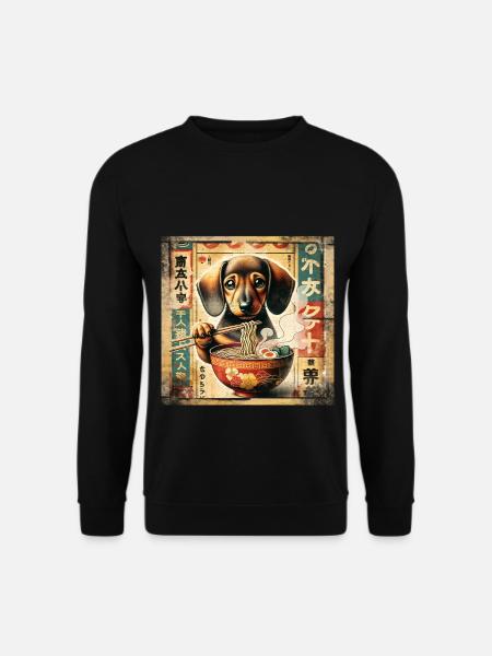 Dackel Ramen Vintage Poster Style - Unisex Pullover - Schwarz