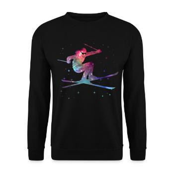 Skifahren Skifahrer Weltraum Kinder Jungen Ski - Unisex Pullover - Schwarz - Vorne - Alina (178cm) & Michal (187cm)