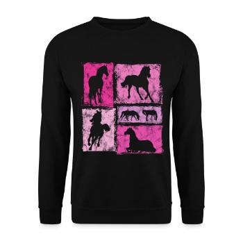 Horse Graphic for Riders and Vaulters - Unisex Sweatshirt - black - Front - Alina (178cm) & Michal (187cm)