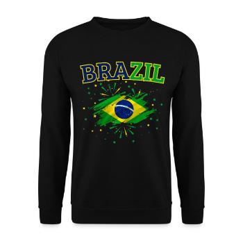Brasil Flag Brazil Kids Womens Mens Retro Brazil - Sweat-shirt Unisexe - noir - Devant - Alina (178cm) & Michal (187cm)