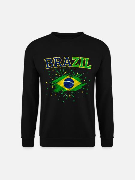 Brasilien Flagge Brasilien Kinder Damen Herren Retro Brasilien - Unisex Pullover - Schwarz