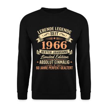 1966 Jahrgang Legende Vintage 60. Geburtstag - Unisex Pullover - Schwarz - Vorne - Alina (178cm) & Michal (187cm)