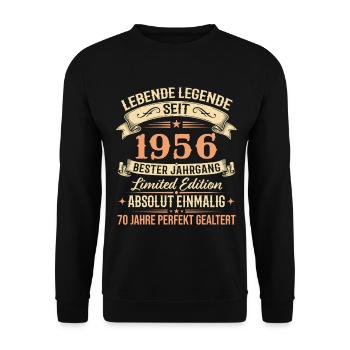 1956 Jahrgang Legende Vintage 70. Geburtstag - Unisex Pullover - Schwarz - Vorne - Alina (178cm) & Michal (187cm)
