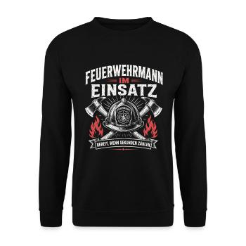 Feuerwehrmann im Einsatz Shirt - Unisex Pullover - Schwarz - Vorne - Alina (178cm) & Michal (187cm)