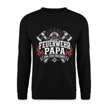 Feuerwehr Papa Ruhig Stark Einsatzbereit Shirt - Unisex Pullover - Schwarz - Vorne - Alina (178cm) & Michal (187cm)