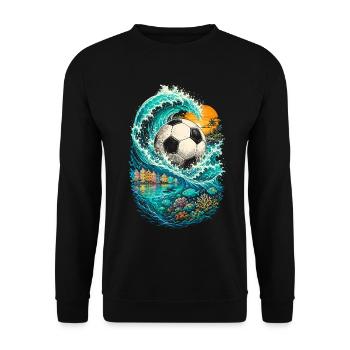 Curacao Welle mit Fußball - Unisex Pullover - Schwarz - Vorne - Alina (178cm) & Michal (187cm)
