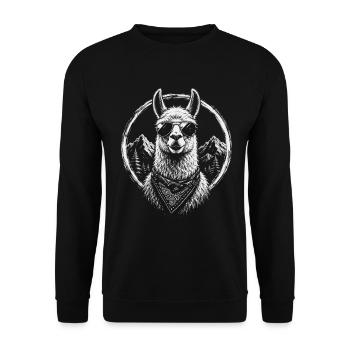 Llama with Sunglasses Bandana Shirt - Unisex Sweatshirt - black - Front - Alina (178cm) & Michal (187cm)