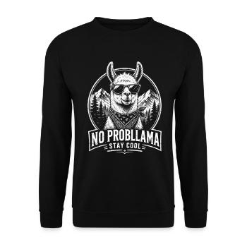 Lama No Probllama Stay Cool Shirt - Unisex Sweatshirt - black - Front - Alina (178cm) & Michal (187cm)