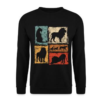 Lion Perspectives Retro Style Graphic - Unisex Sweatshirt - black - Front - Alina (178cm) & Michal (187cm)