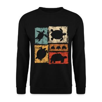 Turtles in Perspective Vintage Print - Unisex Sweatshirt - black - Front - Alina (178cm) & Michal (187cm)