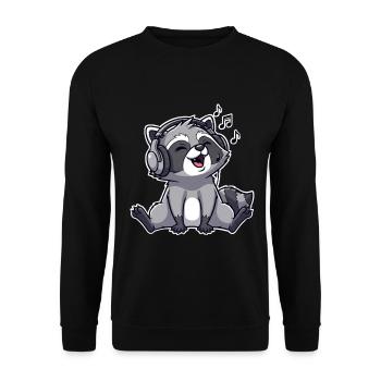Chant de raton laveur, écoutant de la musique - Sweat-shirt Unisexe - noir - Devant - Alina (178cm) & Michal (187cm)