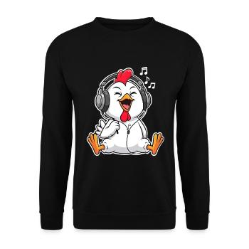 Poussins de poulet chantant Écoutant de la musique - Sweat-shirt Unisexe - noir - Devant - Alina (178cm) & Michal (187cm)