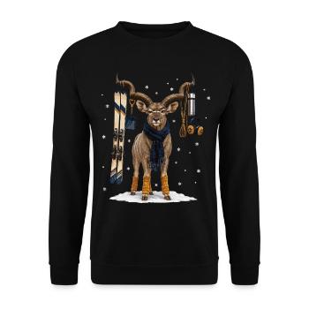 Funny kudu on winter vacation - Unisex Sweatshirt - black - Front - Alina (178cm) & Michal (187cm)