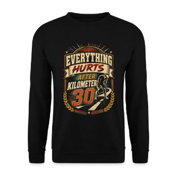 Marathon Marathon Runners Run Kilometers: 30 - Unisex Sweatshirt - black - Front - Alina (178cm) & Michal (187cm)